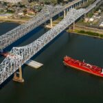 Aerial Photography of Ships in the Mississippi River