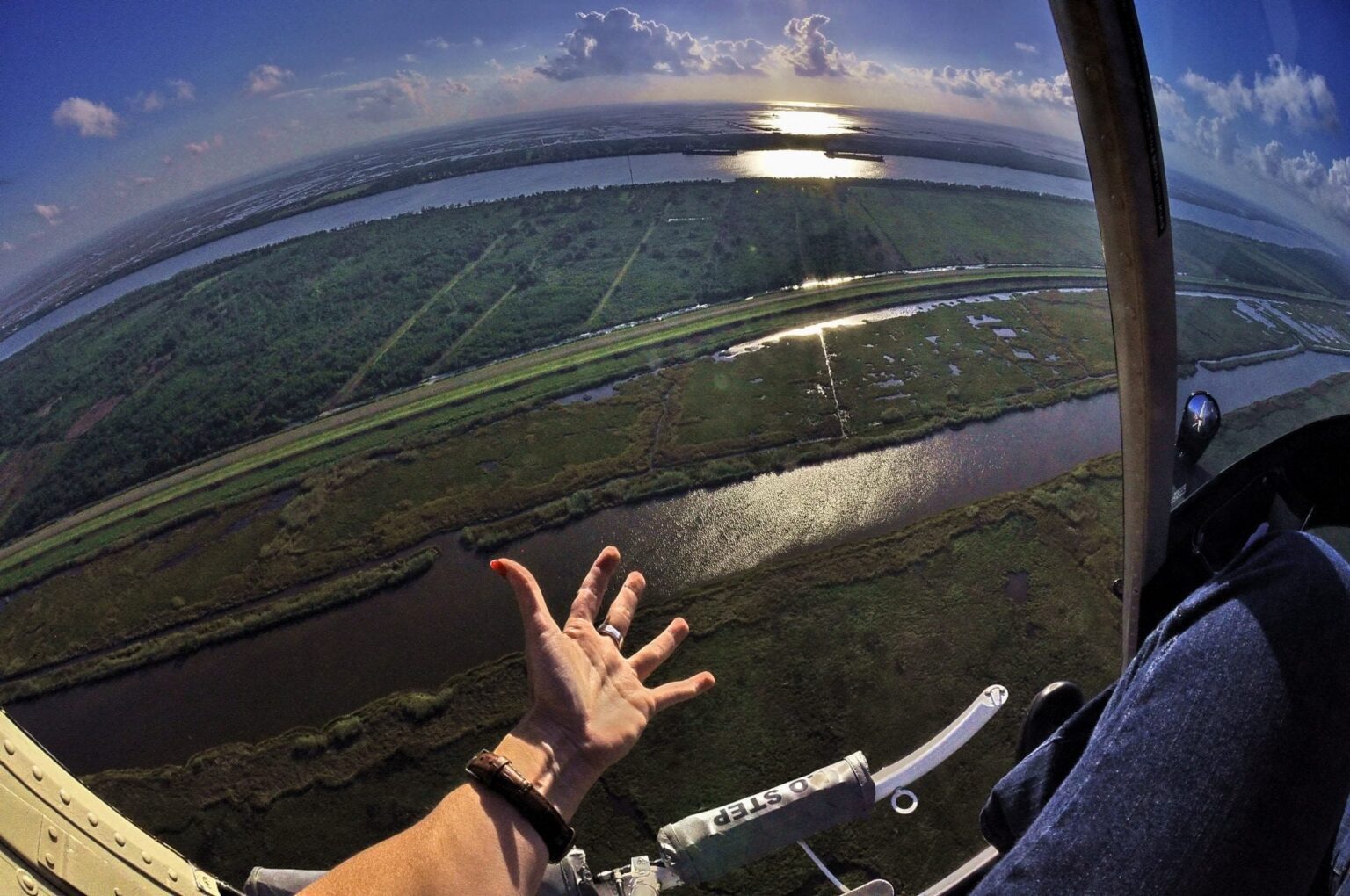 Vicki Stanwycks Photographer Shooting Aerial Photography over the Mouth of the Mississippi River